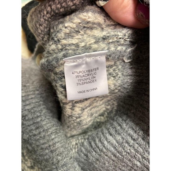 Gray Floral Jacquard Knit Cardigan‎ Cottagecore Bohemian Sweater Coat Size XL - Picture 5 of 6